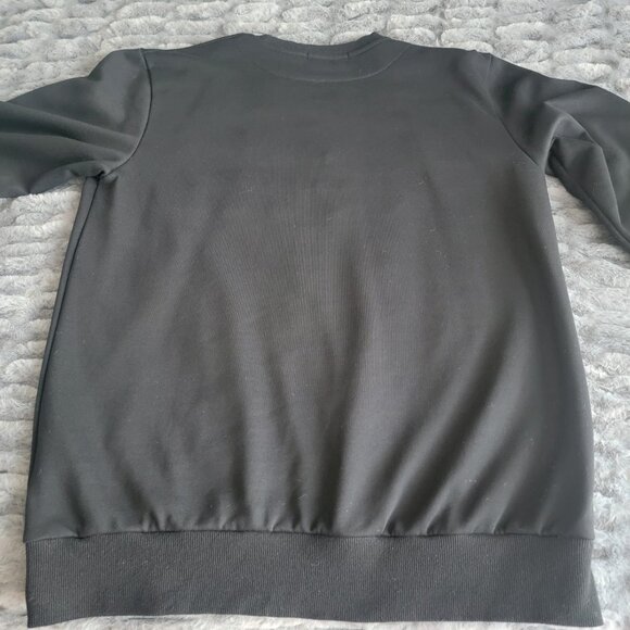 Gucci black sweatshirt with interlocking GG logo in aqua on front, size Large - Picture 8 of 9